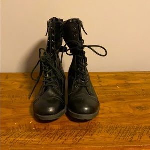 Black combat boot